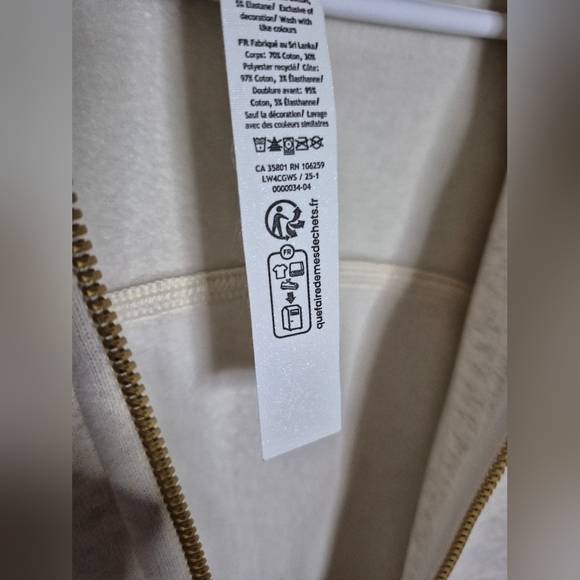 🍋 Lululemon Full-Zip Hoodie Heathered Light Ivory / Gold Size 10 - Picture 12 of 14